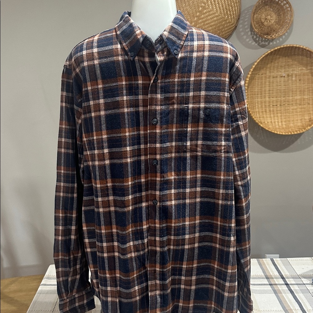 Flannel Plaid Button-Up Shirt